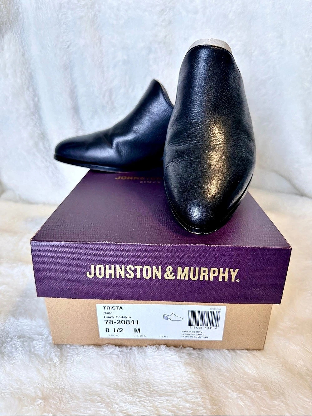 Johnston & Murphy Trista Mule Black US 8.5 M Like New & Very Comfortable